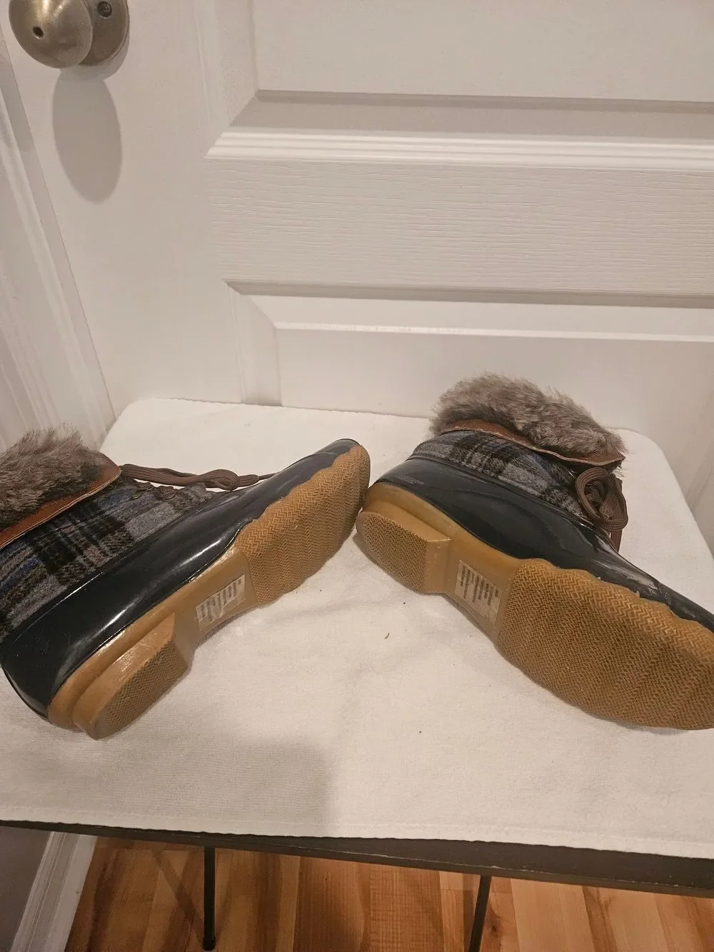 JustFab Brown and Black Faux-Fur Duck Boots